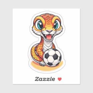 Cute Sniger Tiger Snake Playing Soccer