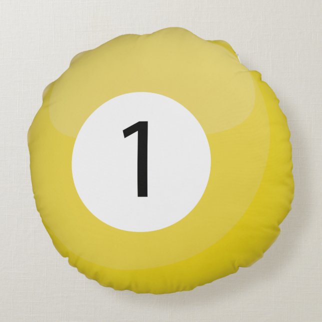 Cute Snooker Pool Billiard Ball Round Pillow (Back)