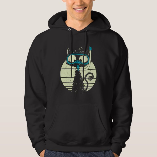 Cute Snorkel Cat Diver Cat Diving Goggles Hoodie (Front)