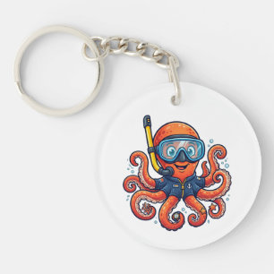 Cute Snorkeling Octopus - Ocean Explorer Keychain