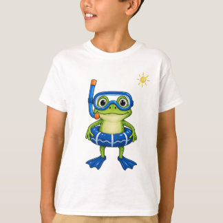 Cute Snorkelling Frog Swimming Cartoon T-Shirt