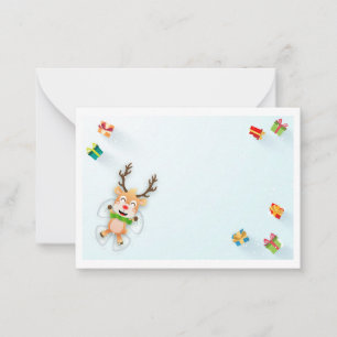 Cute Snow Angel Reindeer Christmas Card