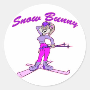 Cute Snow Bunny Classic Round Sticker