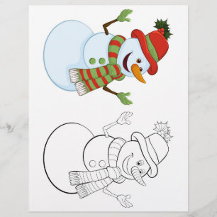 Cute snow cartoon colouring page 