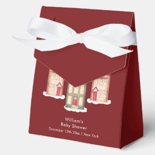 Cute Snow Gingerbread Village Baby Shower Favor Box