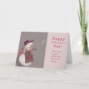 Cute Snow Girl Snow Woman Valentine’s Day Holiday Card