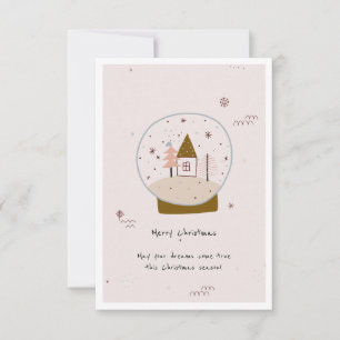 Cute Snow Globe Greeting Xmas Holiday Custom Card
