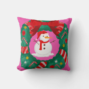 cute snow in christmas throw pillow