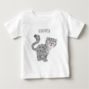 Cute snow leopard cartoon illustration baby T-Shirt