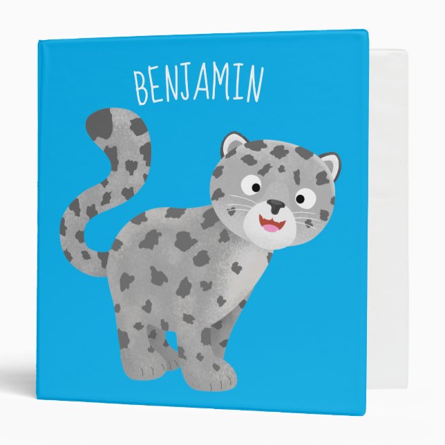 Cute snow leopard cartoon illustration binder (Front/Inside)