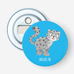 Cute snow leopard cartoon illustration bottle opener