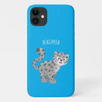 Cute snow leopard cartoon illustration