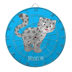 Cute snow leopard cartoon illustration dartboard