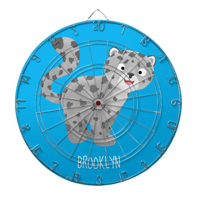 Cute snow leopard cartoon illustration dartboard (Front)