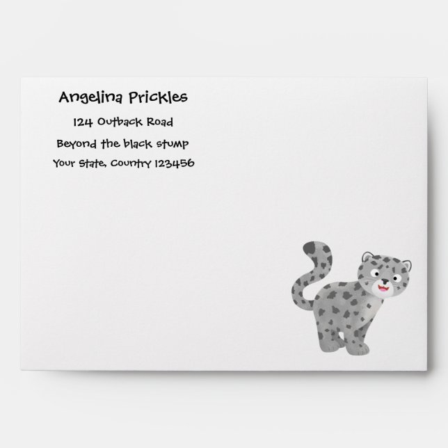 Cute snow leopard cartoon illustration envelope (Front)