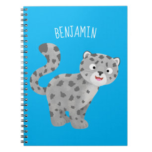 Cute snow leopard cartoon illustration notebook