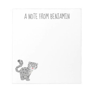 Cute snow leopard cartoon illustration notepad