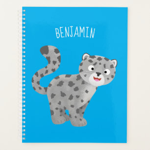 Cute snow leopard cartoon illustration planner