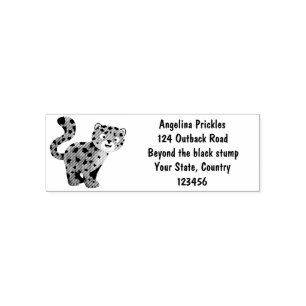 Cute snow leopard cartoon illustration  self-inking stamp