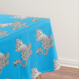 Cute snow leopard cartoon illustration tablecloth