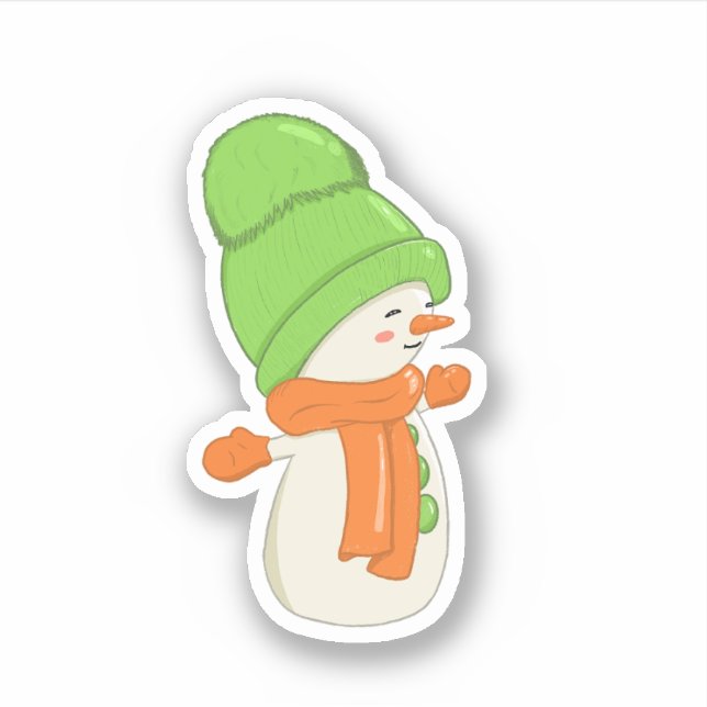 Cute Snow man sticker  (Front)