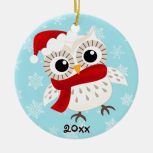 Cute Snow Owl Christmas Ornament