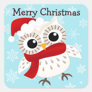 Cute Snow Owl in Snowflakes Stickers