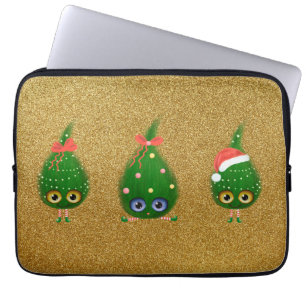 Cute Snow Pea Christmas Critter Winter Solstice Pl Laptop Sleeve