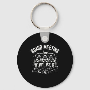 Cute snowboard board meeting ski lift skier winter keychain