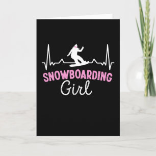 Cute Snowboarding Girl heartbeat Gift Card