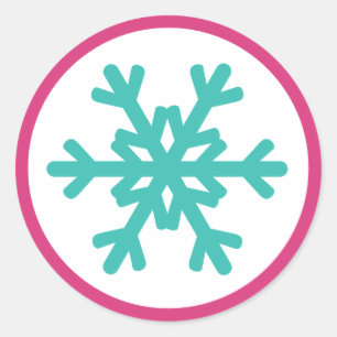 Cute Snowflake Fuchsia Pink Aqua Stickers