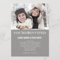 Cute Snowflake Grey Wedding Photo Invitations