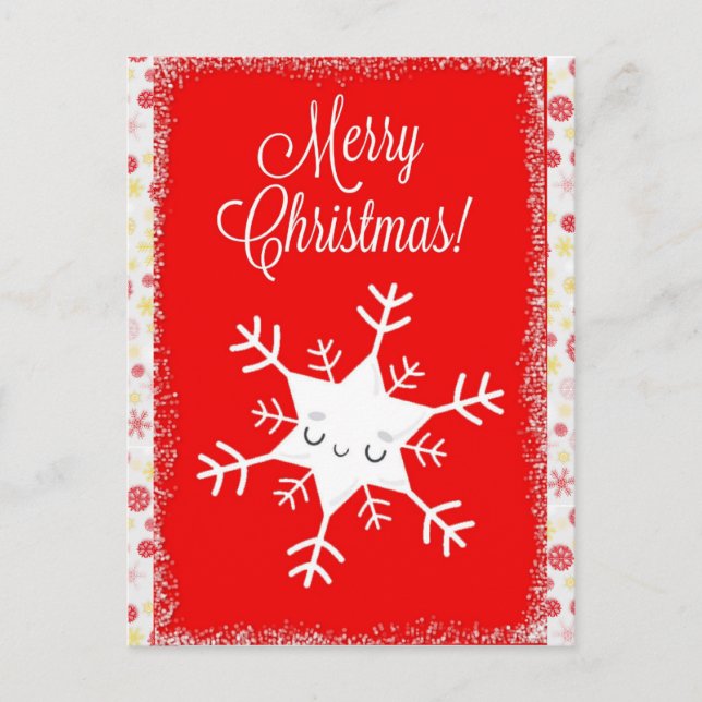 Cute Snowflake Merry Christmas Postcard (Front)