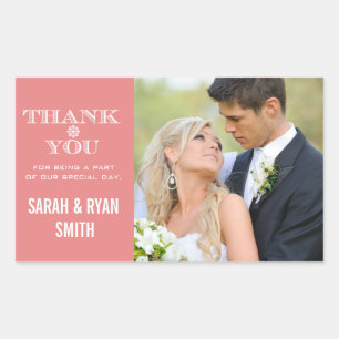 Cute Snowflake Peach Thank You Photo Stickers