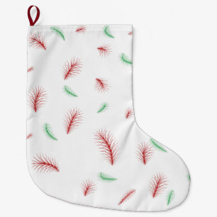 Cute Snowflake Wreath Xmas tree Red Green pattern Large Christmas Stocking