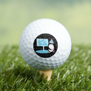 Cute Snowflakes  Black White Penguin   Golf Balls