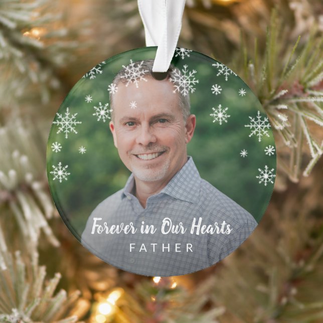Cute Snowflakes Father Photo Memorial Ornament (Tree)