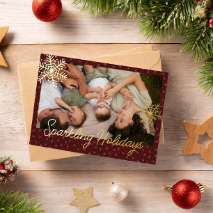 Cute Snowflakes Photo Foil Holiday Card
