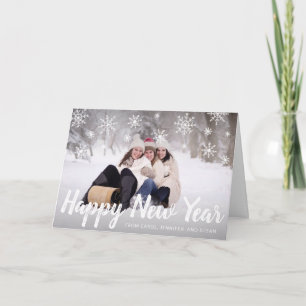 Cute Snowflakes Photo Modern New Year Holiday Card