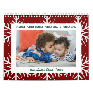 Cute Snowflakes Red Christmas Photo   Gift Calendar