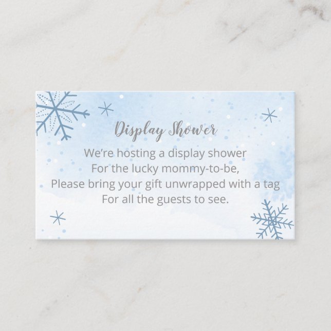  Cute Snowflakes Winter Baby Shower Display Shower Enclosure Card (Front)