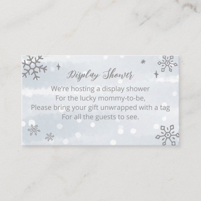 Cute Snowflakes Winter Baby Shower Display Shower Enclosure Card (Front)