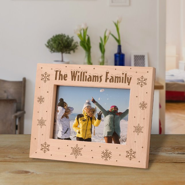 Cute Snowflakes Winter Wonderland Custom Name Text Etched Frames (Creator Uploaded)