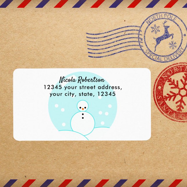 Cute Snowglobe Snowman Return Address Label (Creator Uploaded)