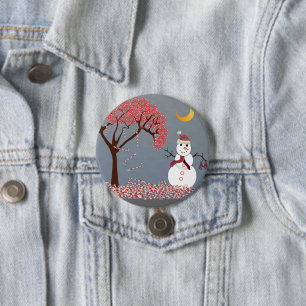 Cute Snowman 3 Inch Round Button