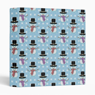 Cute Snowman and Snowflakes Pattern Binder