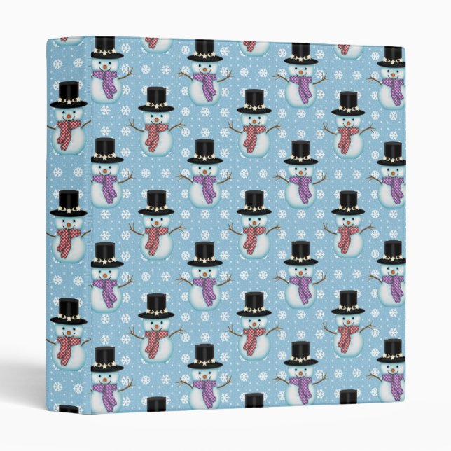 Cute Snowman and Snowflakes Pattern Binder (Front/Spine)