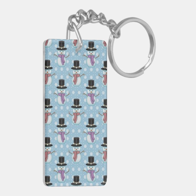 Cute Snowman and Snowflakes Pattern Keychain (Back Left)