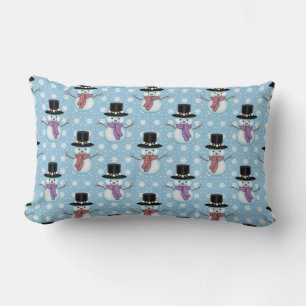 Cute Snowman and Snowflakes Pattern Lumbar Pillow