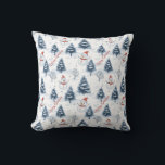 Cute Snowman And Snowy Trees Merry Christmas Throw Pillow<br><div class="desc">A cute Snowman and snowy trees Christmas throw pillow / cushion with snowmen wearing red Santa hats and fir trees covered in snow with a snowy white background. Merry Christmas text in red can be personalized as needed , change to a name or another greeting as per your needs ....</div>